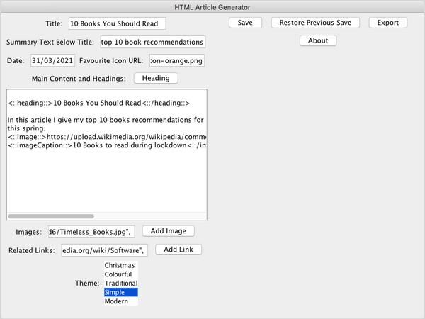HTML Article Generator