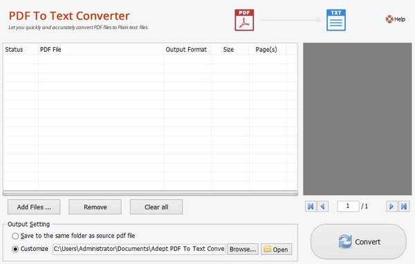 Adept PDF to Text Converter