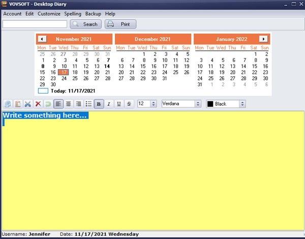 VovSoft Desktop Diary