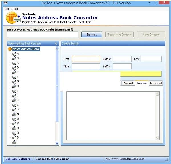 SysTools Notes Address Book Converter