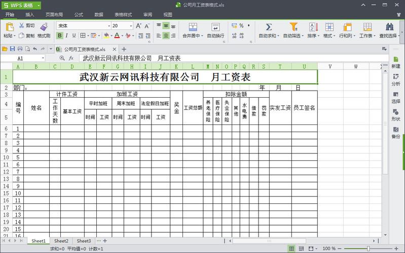 工资表格式